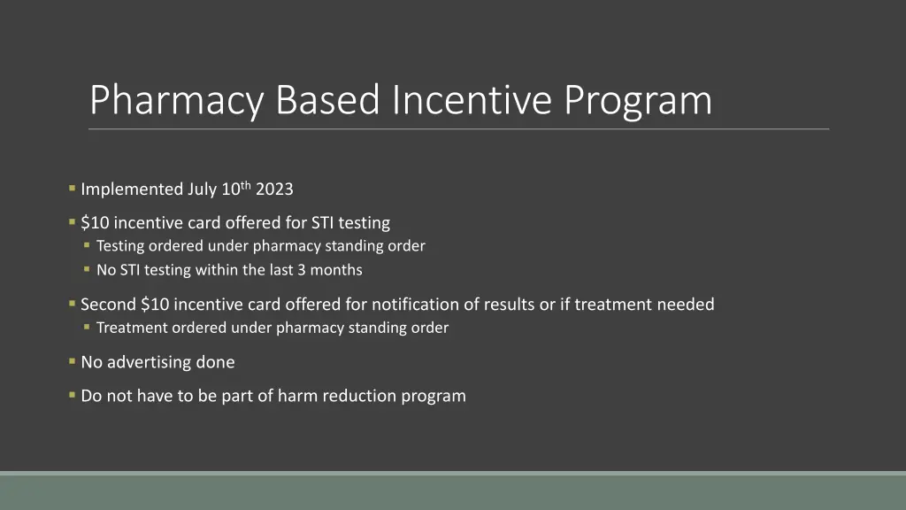 pharmacy based incentive program