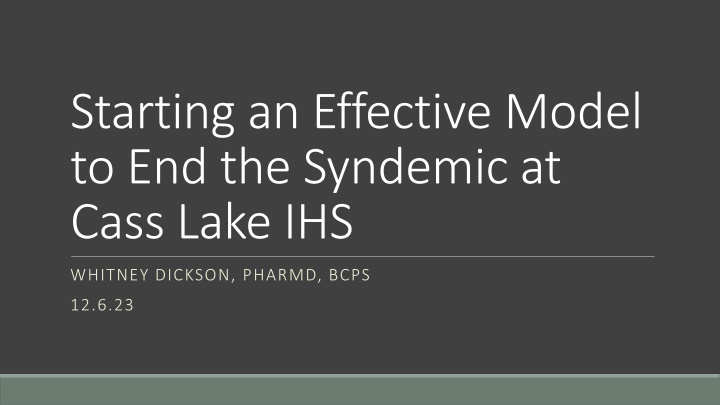 starting an effective model to end the syndemic