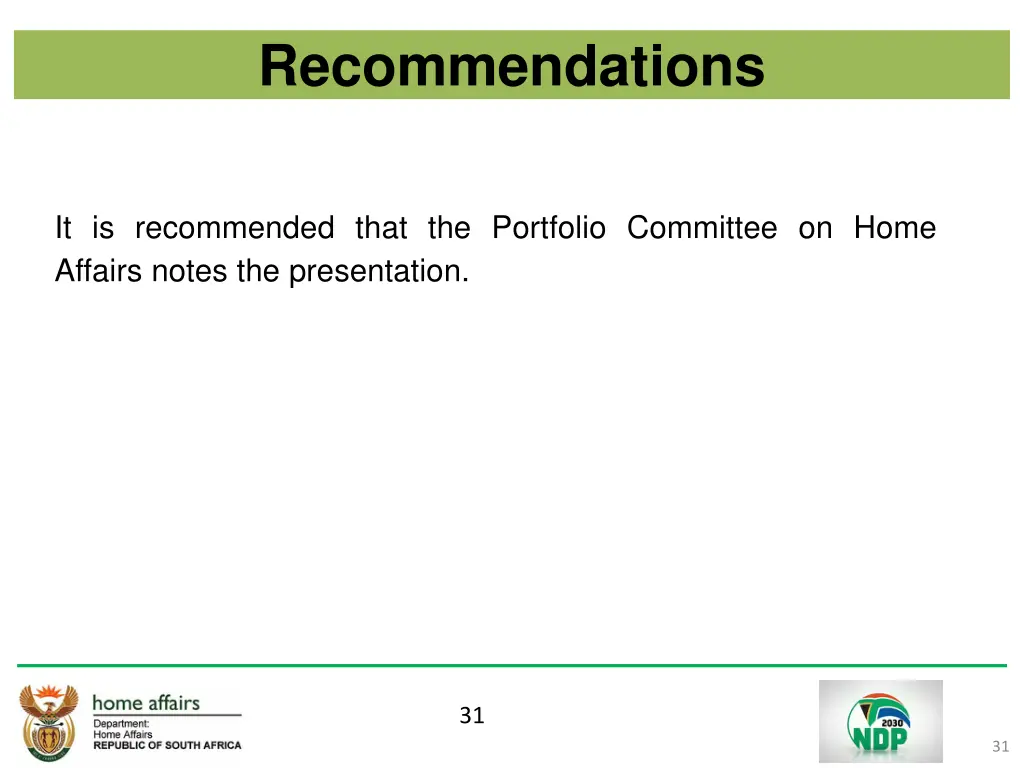 recommendations