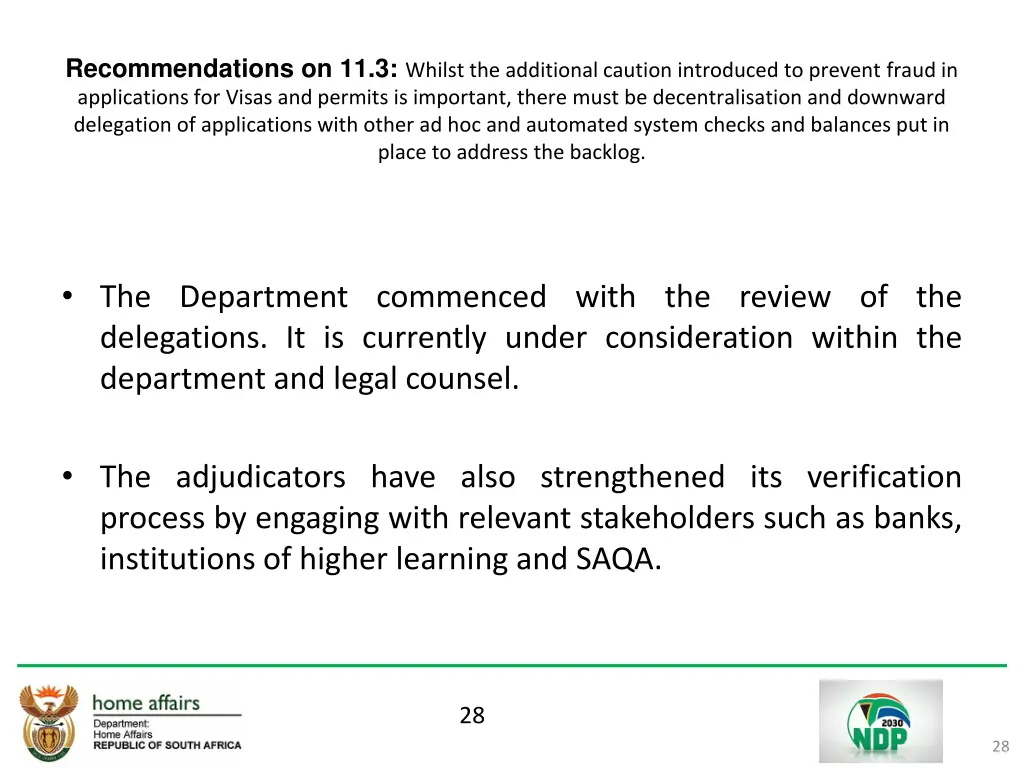 recommendations on 11 3 whilst the additional