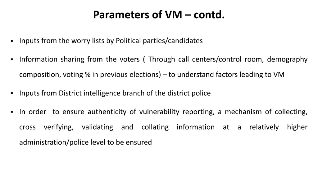 parameters of vm contd