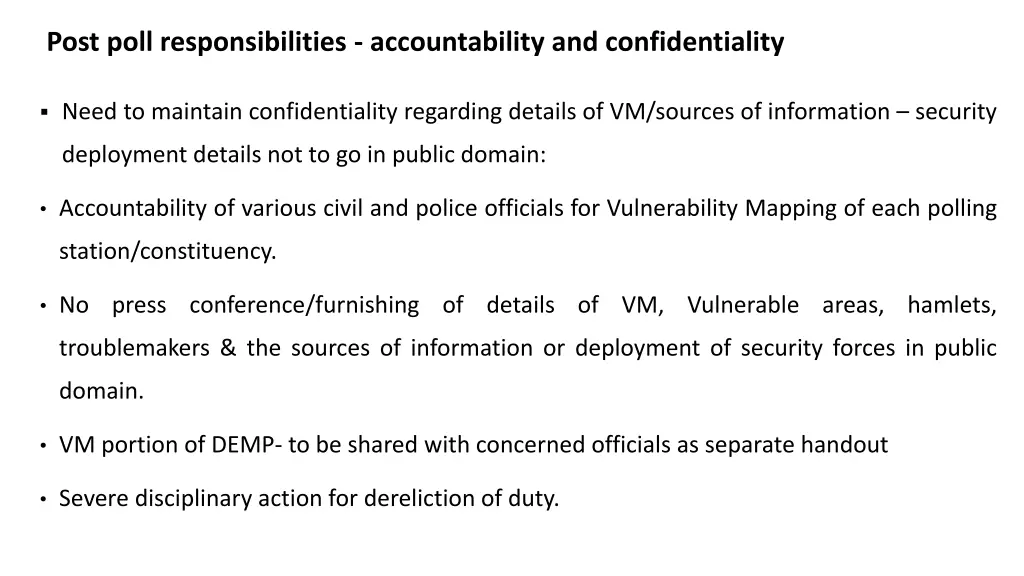 post poll responsibilities accountability