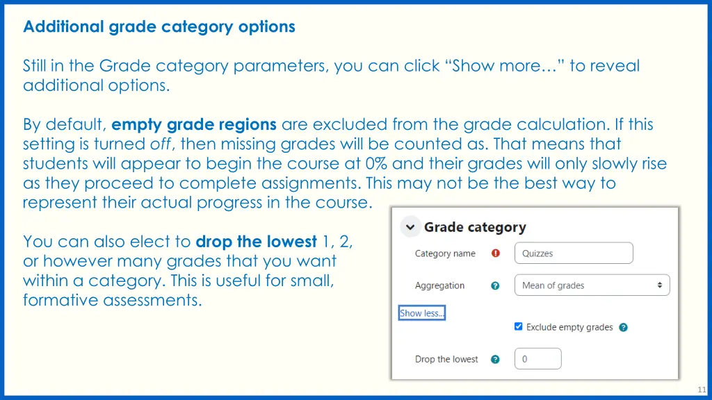 additional grade category options