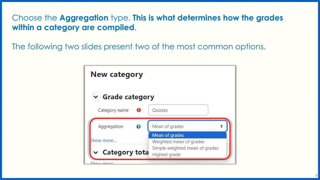 choose the aggregation type this is what