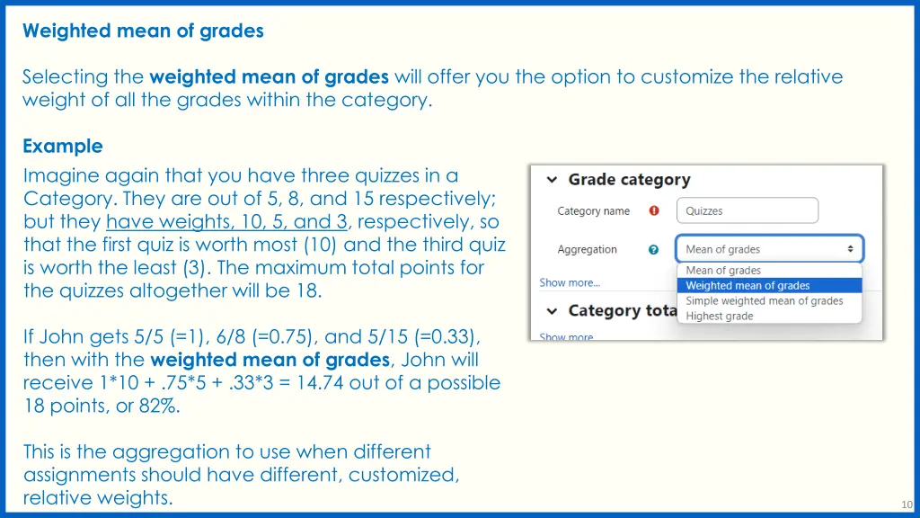 weighted mean of grades