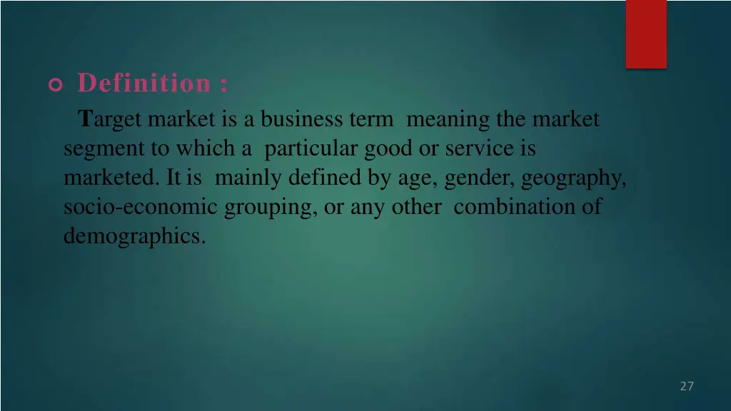 definition t arget market is a business term