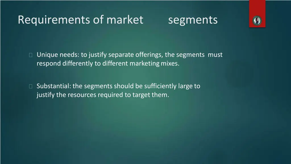 requirements of market 1