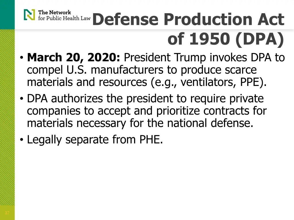 defense production act of 1950 dpa march 20 2020