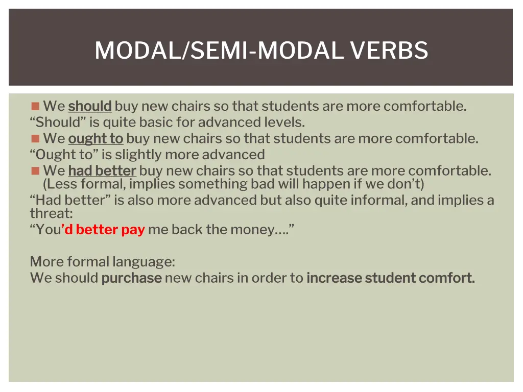 modal semi modal verbs