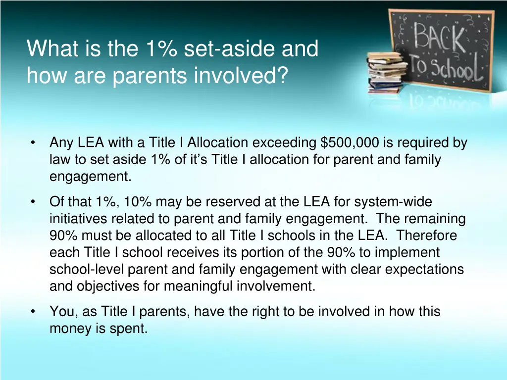 what is the 1 set aside and how are parents