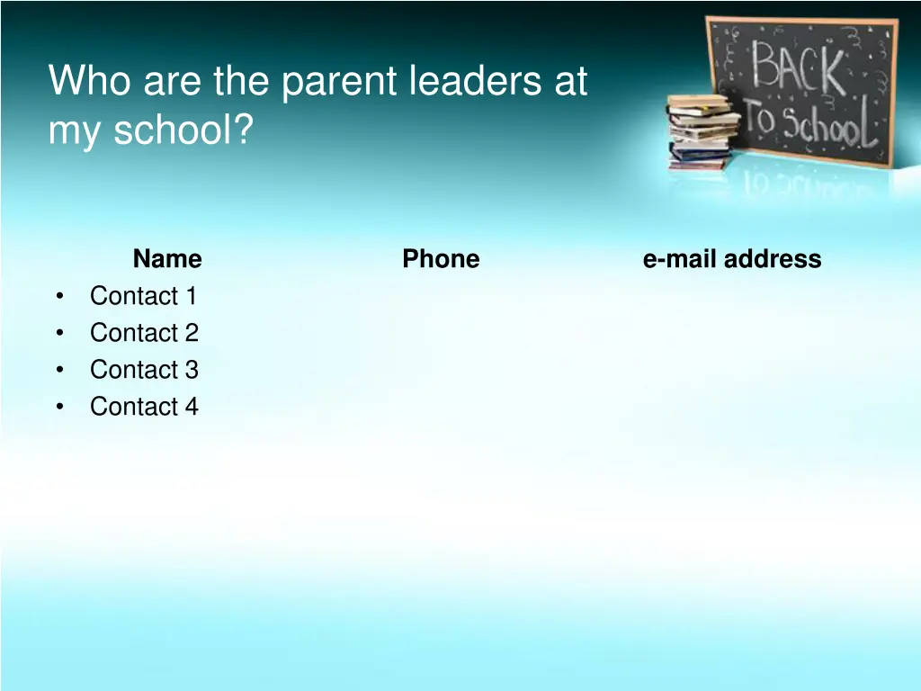 who are the parent leaders at my school