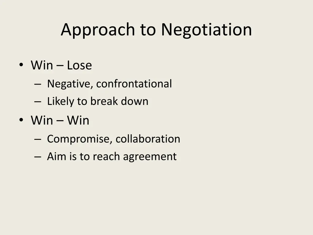 approach to negotiation