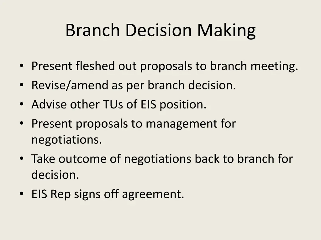 branch decision making