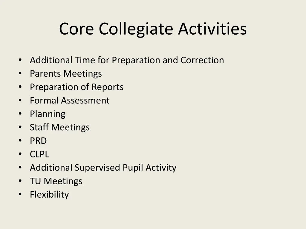 core collegiate activities