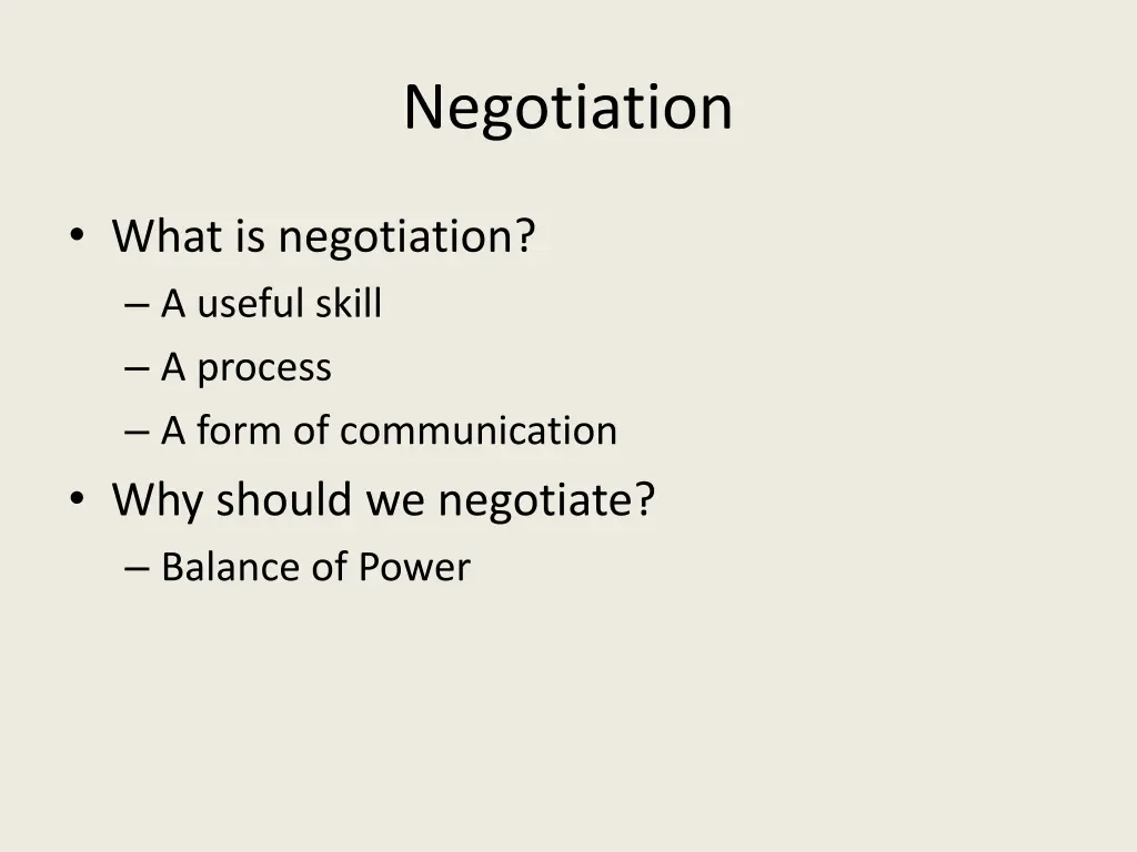 negotiation