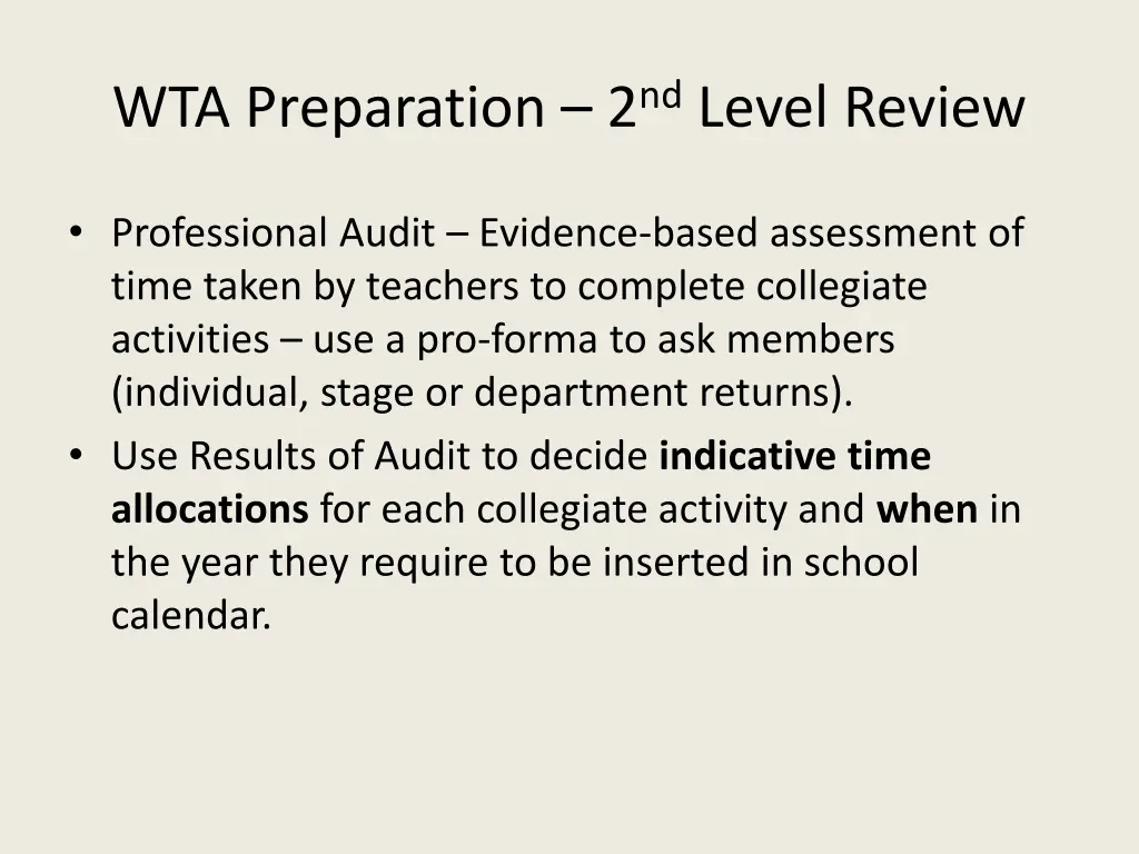 wta preparation 2 nd level review