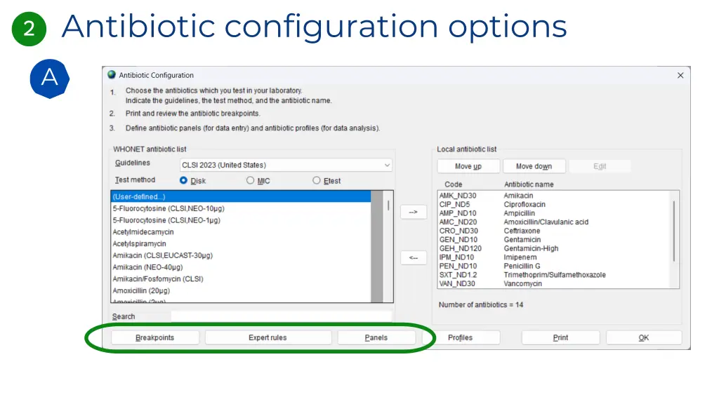 antibiotic configuration options