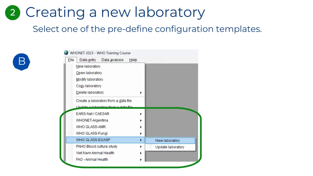 creating a new laboratory select