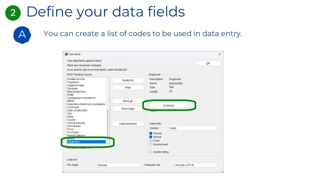 define your data fields 1