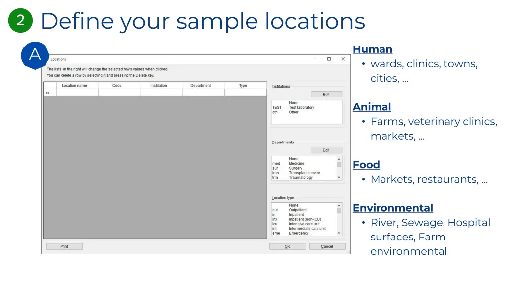 define your sample locations