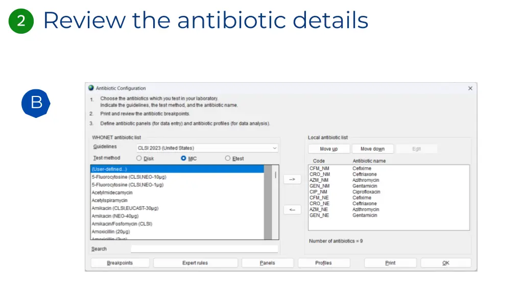 review the antibiotic details