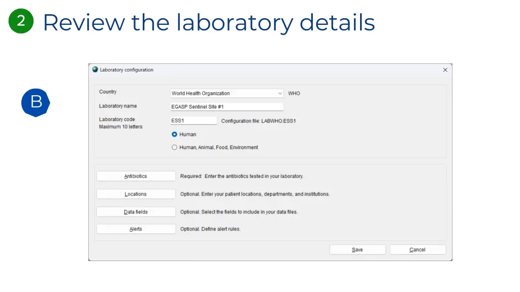 review the laboratory details