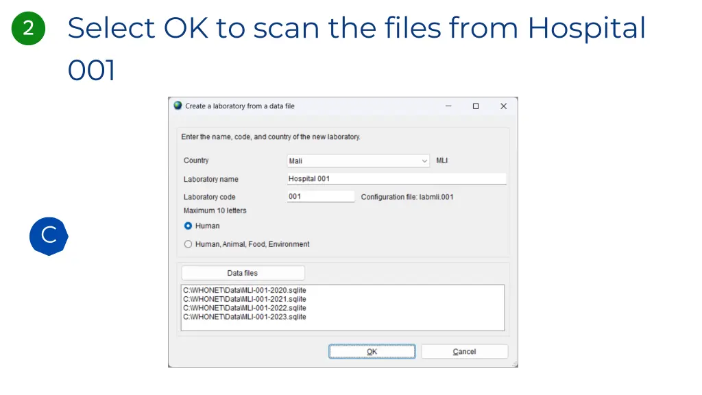 select ok to scan the files from hospital 001