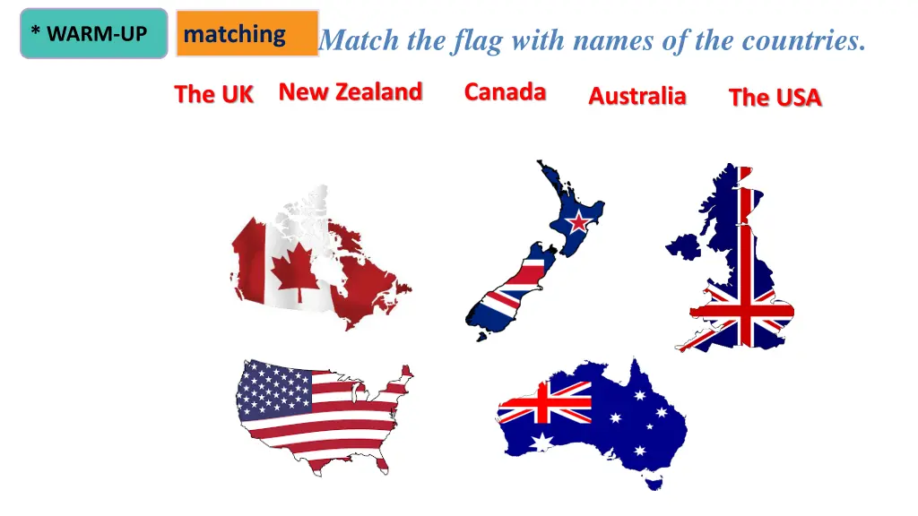 match the flag with names of the countries