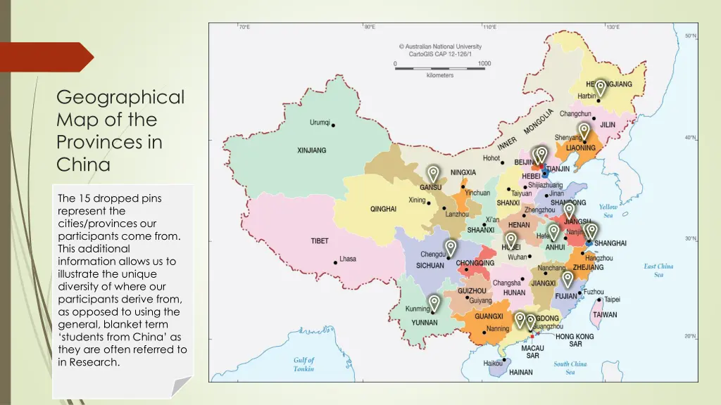 geographical map of the provinces in china