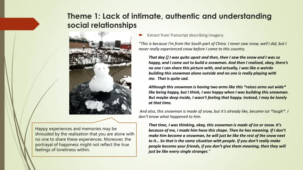 theme 1 lack of intimate authentic