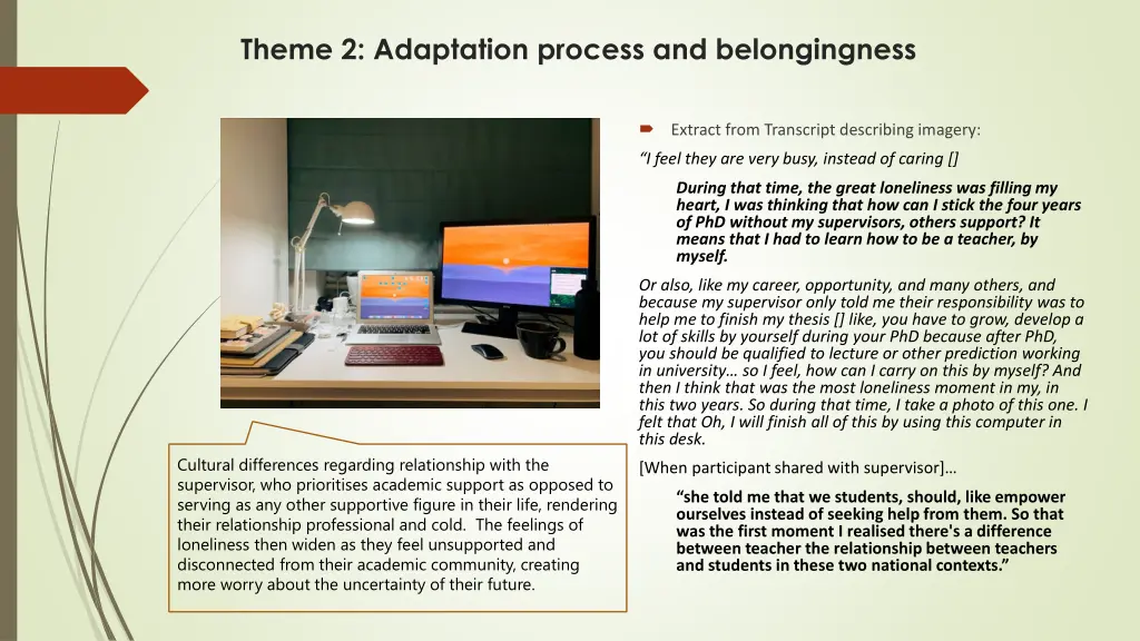 theme 2 adaptation process and belongingness