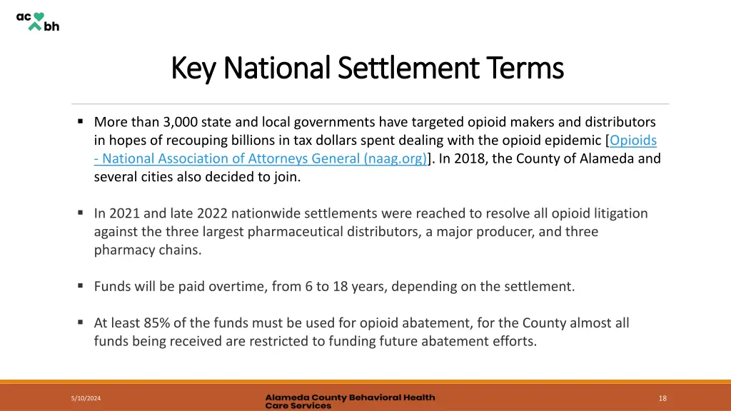 key national settlement terms key national