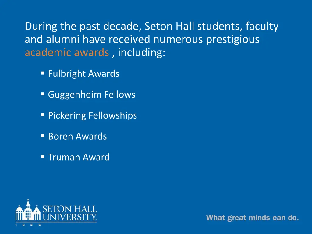 during the past decade seton hall students