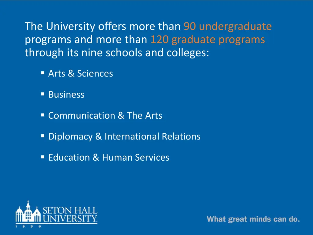 the university offers more than 90 undergraduate