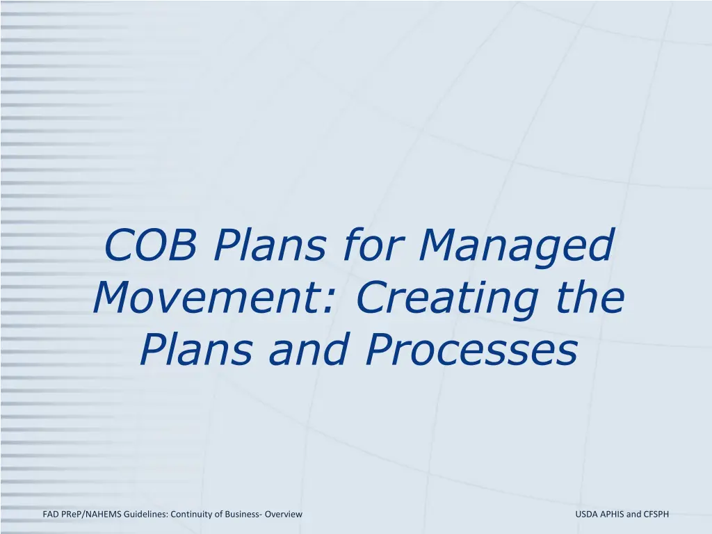 cob plans for managed movement creating the plans