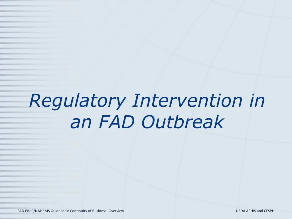 regulatory intervention in an fad outbreak