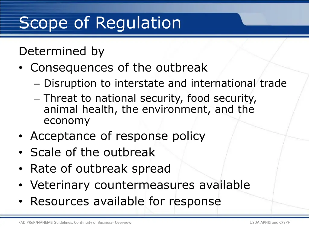 scope of regulation