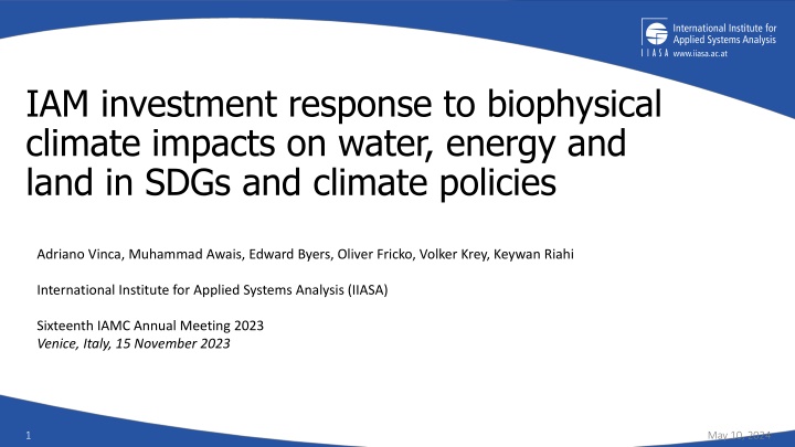 iam investment response to biophysical climate