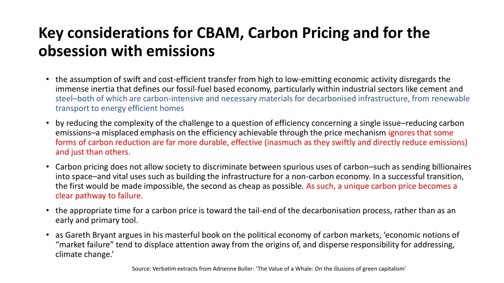 key considerations for cbam carbon pricing