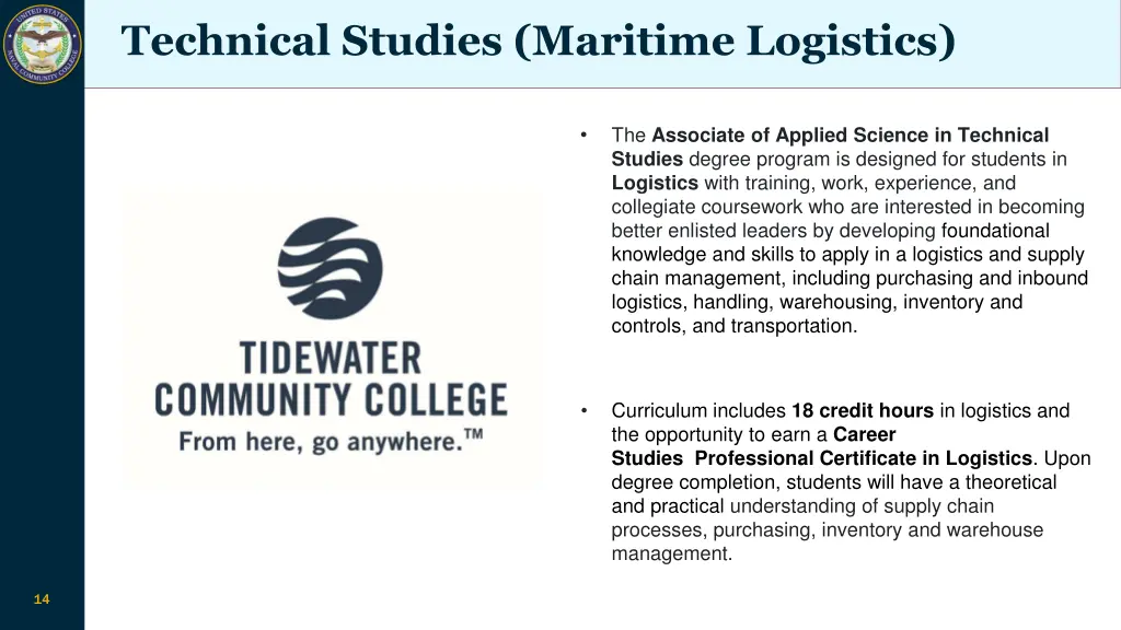 technical studies maritime logistics