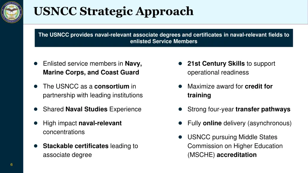 usncc strategic approach