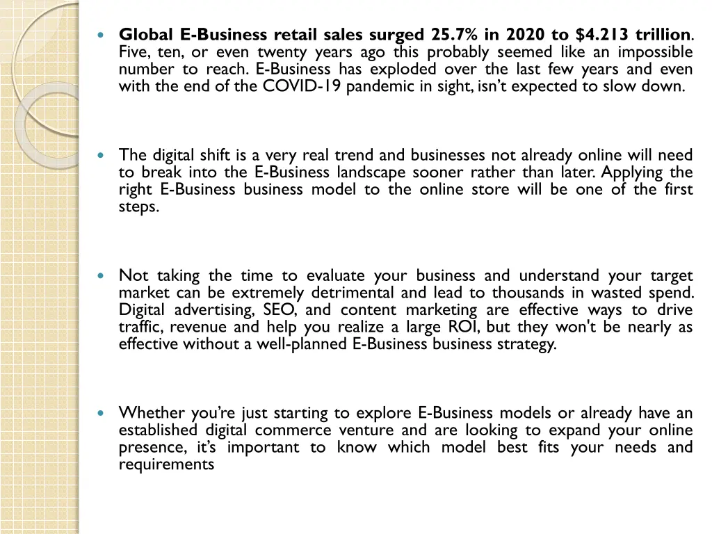 global e business retail sales surged