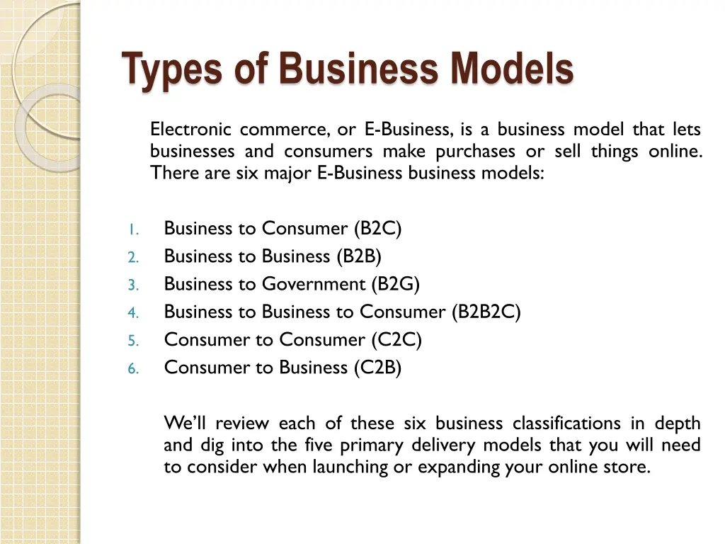 types of business models