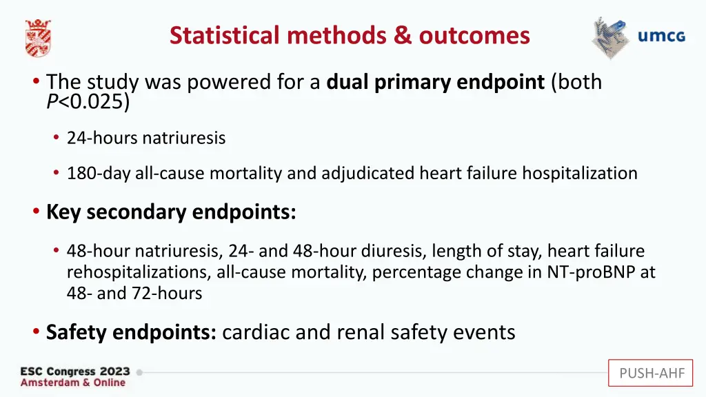 statistical methods outcomes