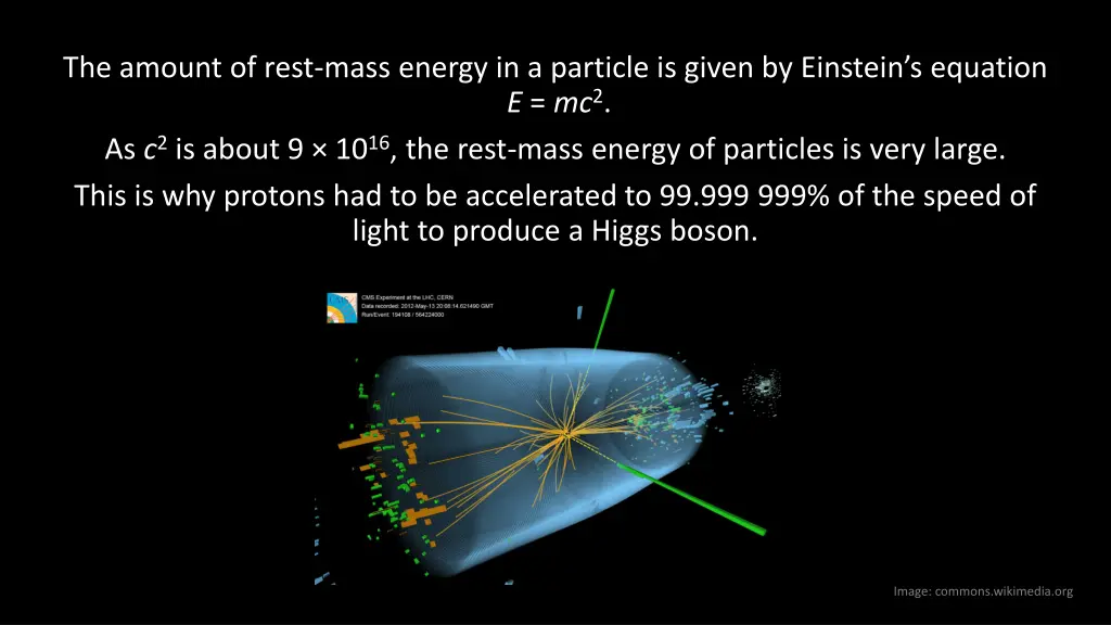 the amount of rest mass energy in a particle