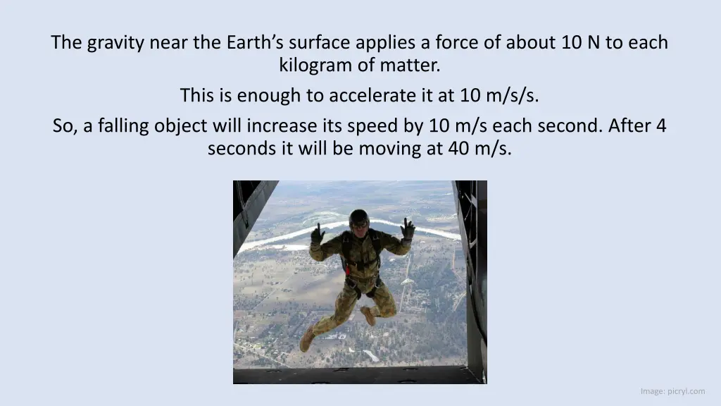 the gravity near the earth s surface applies