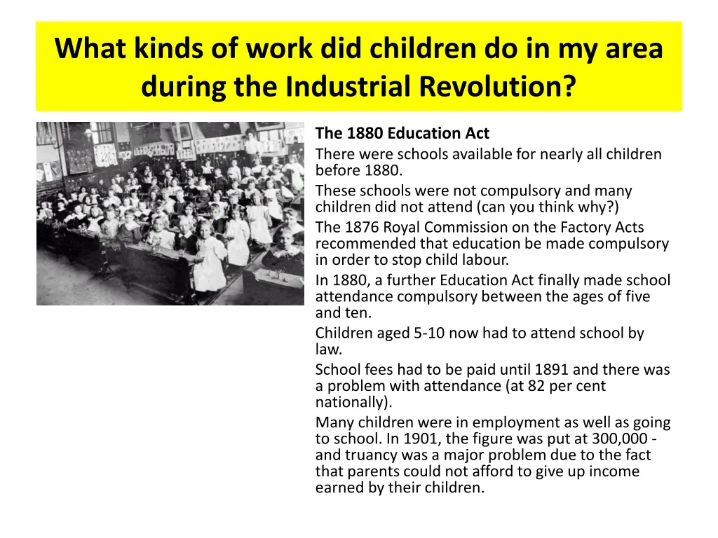 what kinds of work did children do in my area 6