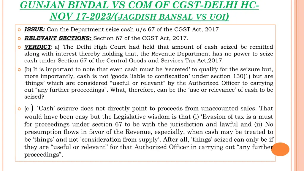 gunjan bindal vs com of cgst delhi hc nov 17 2023