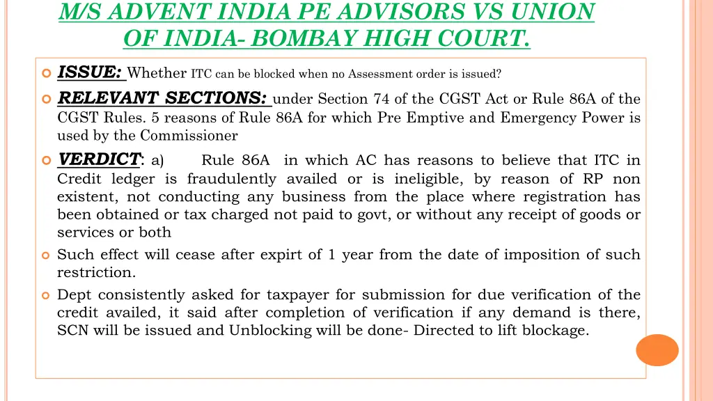 m s advent india pe advisors vs union of india