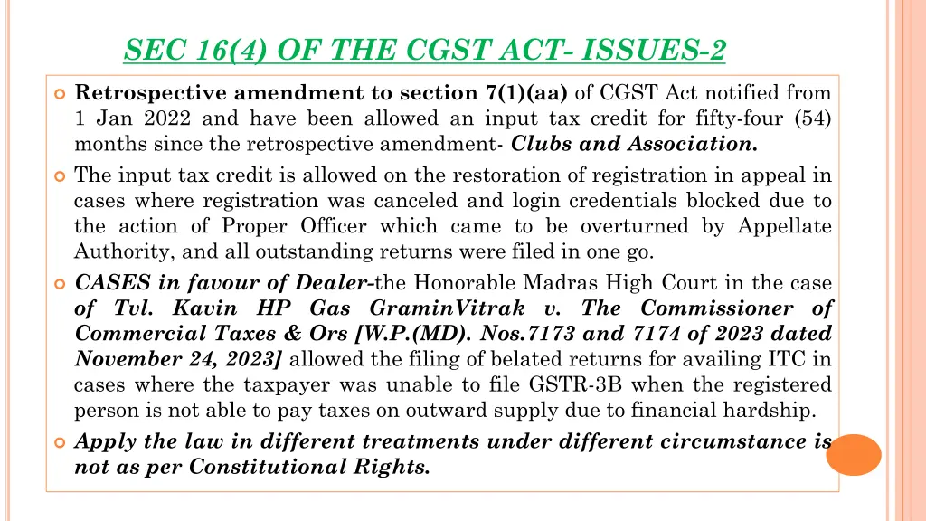 sec 16 4 of the cgst act issues 2